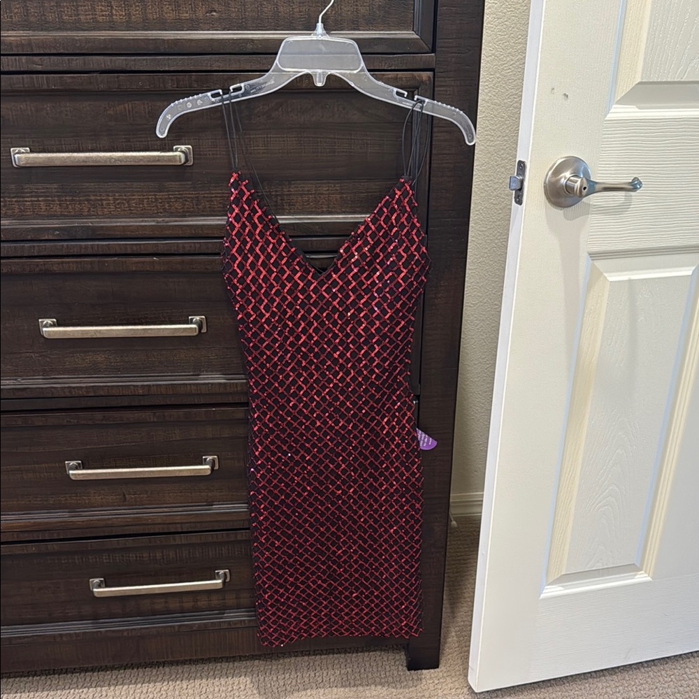 Sequin Elegant Black and Red Women's Dress